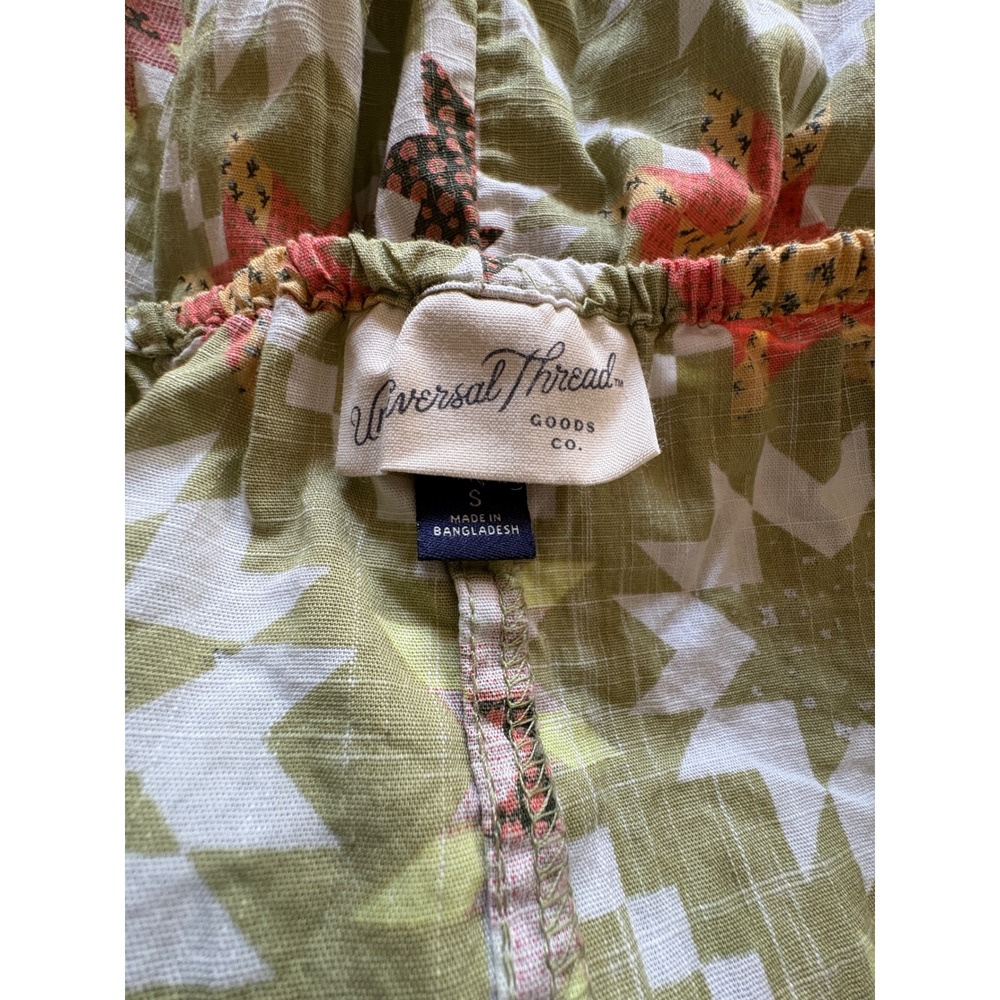 Universal Thread Green Star Quilt Print Smocked Maxi Dress Cotton Small - Picture 6 of 7